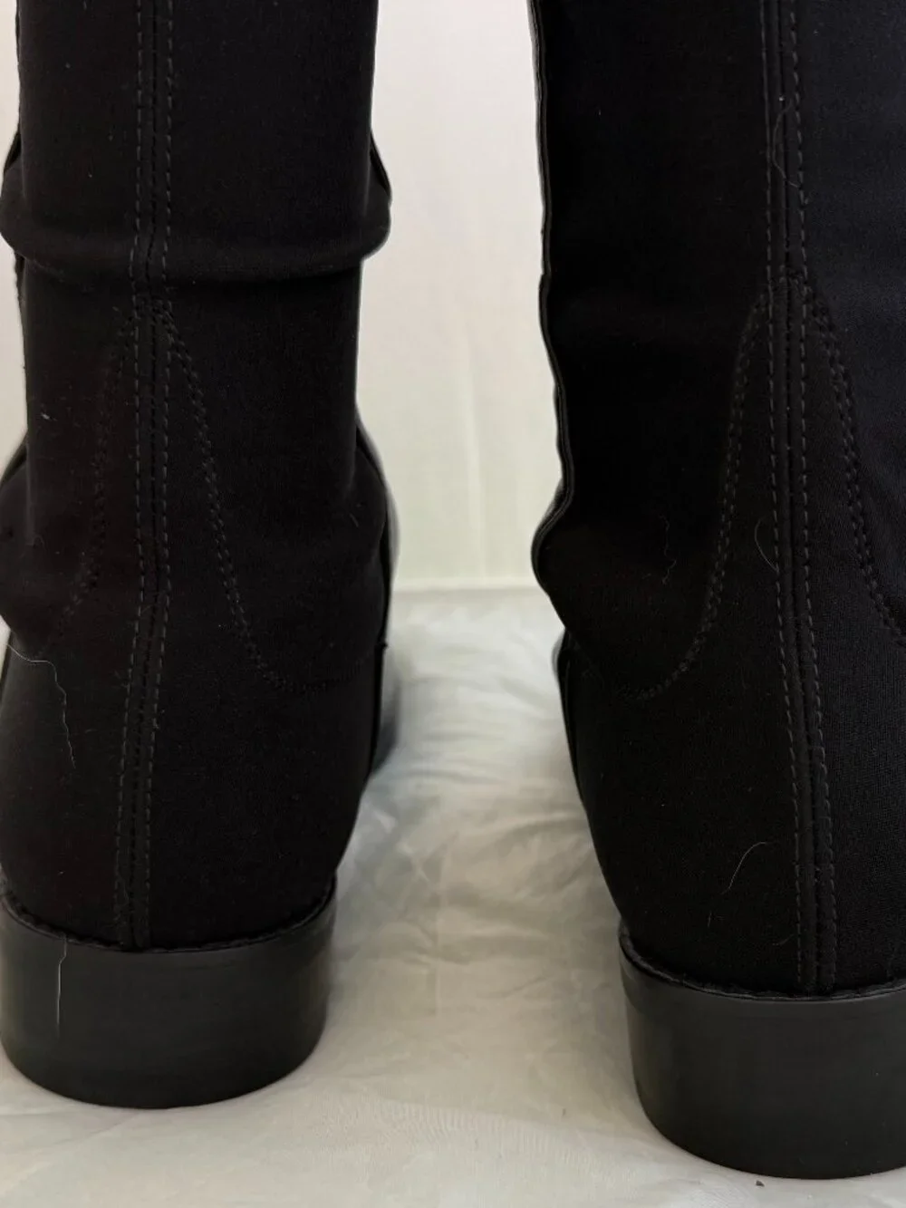 Stuart Weitzman Black Over-the-Knee Leather Stretch Riding Boots Size 7M